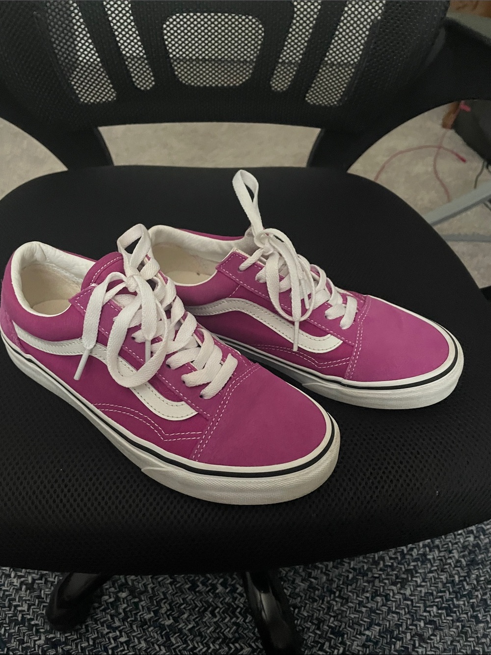 Vans Canvas Sneakers in Magenta with White Stripe